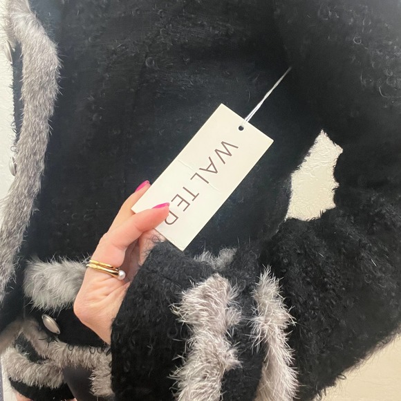 Walter Baker Rabbit Fur Trim Tweed Blazer Jacket - NWT - Picture 6 of 8